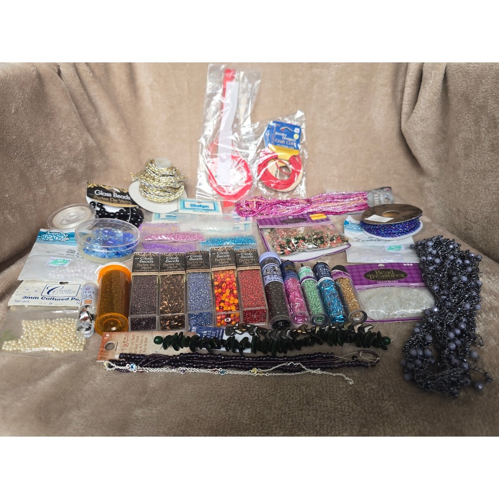 Jewelry Making Bead Lot Miyuki Glass Seed Beads Bugle Beads Craft Cord Destash